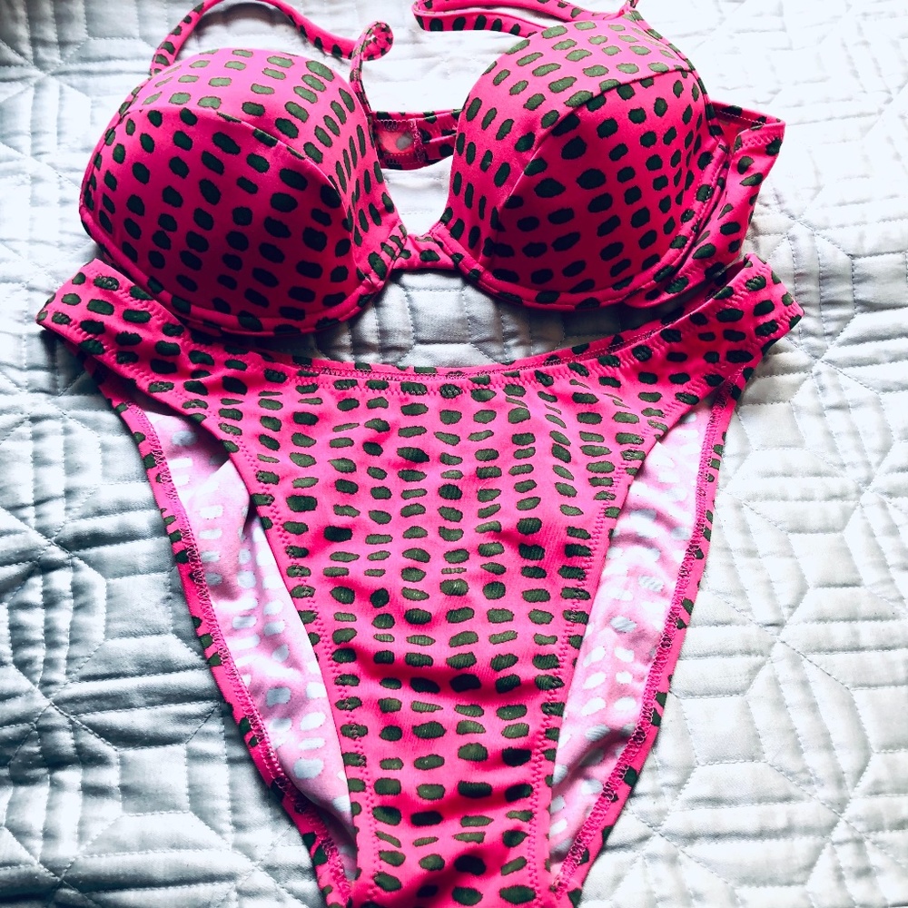 Olive Animal Spots Bikini Made In Italy Gem